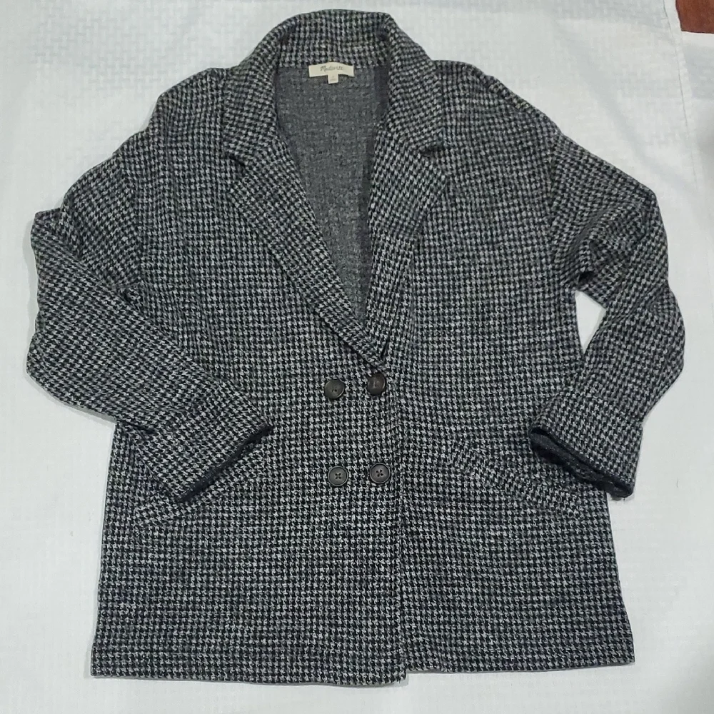 Madewell Black and gray Houndstooth Jacket double breasted  jacket size M - Picture 2 of 10